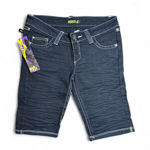 Miskeen Y2K NWT Lowrise Black Jorts with Independent Symbol zipper pockets